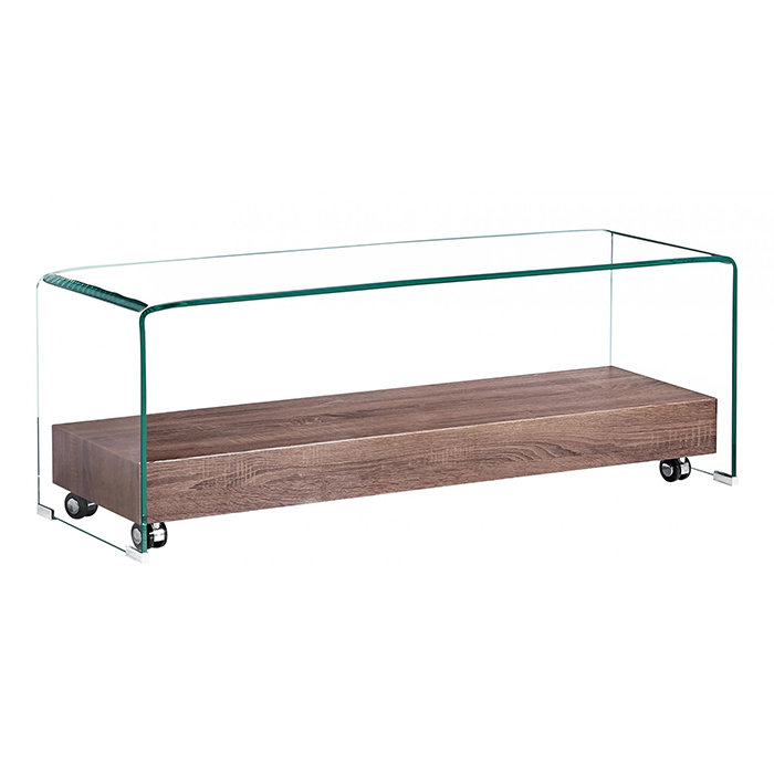 Angola Clear Glass Tv Stand With Shelf - Click Image to Close